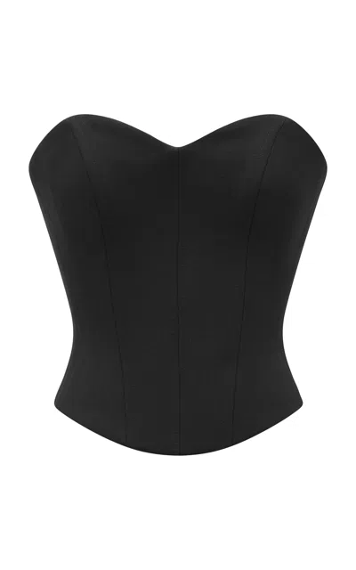 Alex Perry Wool Suiting Corset Top In Black