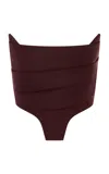 Alex Perry Wool Suiting Corset Top In Burgundy