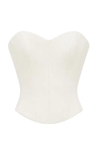 Alex Perry Wool Suiting Corset Top In Off-white