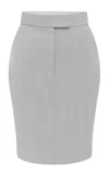 Alex Perry Wool Suiting Midi Skirt In Grey