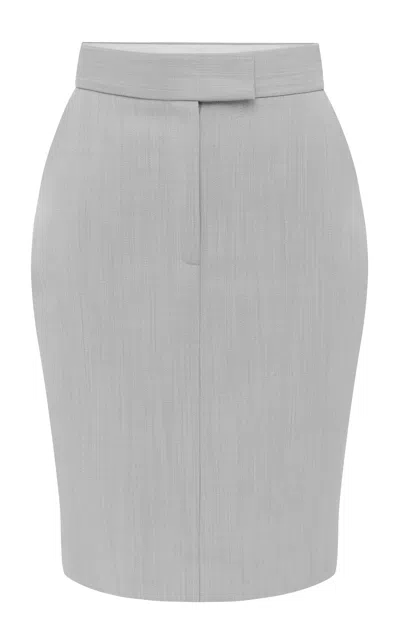 ALEX PERRY WOOL SUITING MIDI SKIRT 