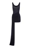 Alex Perry Wrapped Crepe Jersey Mini Dress In Navy