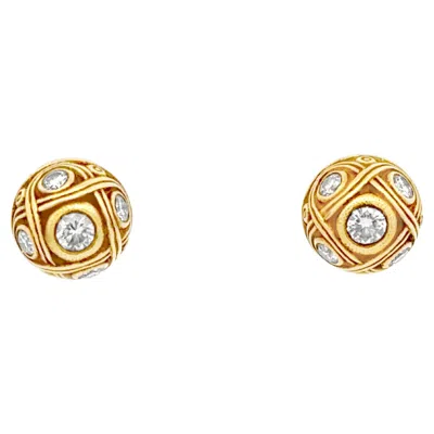 Pre-owned Alex Sepkus 0.27 Carat Total Round Cut Diamond Stud Earrings In Yellow Gold