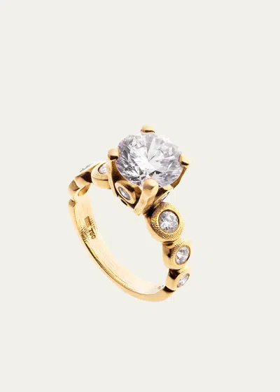 Alex Sepkus 18k Cubic Zirconia Candy Solitaire Ring With Diamonds In Gold