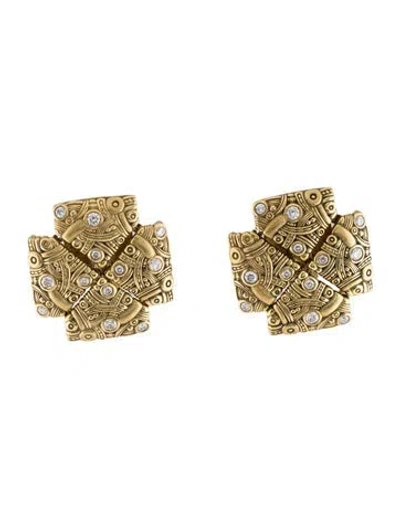 Pre-owned Alex Sepkus 18k Diamond Arc Earrings In Multi