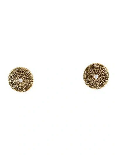 Pre-owned Alex Sepkus 18k Diamond Shield Button Earclip Earrings In Multi