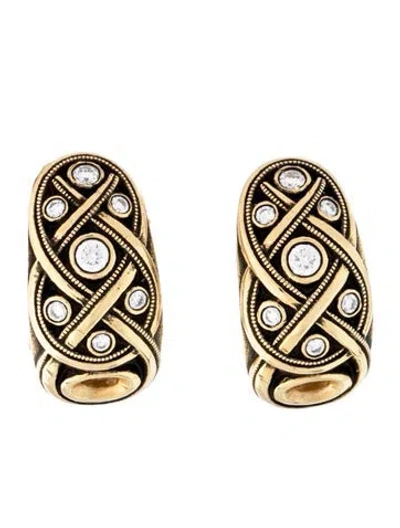 Pre-owned Alex Sepkus 18k Diamond Vine Earclips In Multicolor
