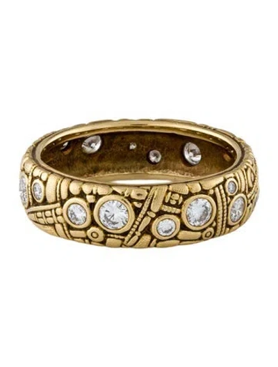 Pre-owned Alex Sepkus 18k Diamond Wide Band In Multi