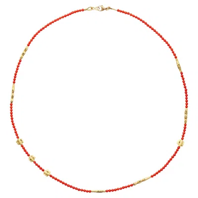 Pre-owned Alex Sepkus 18k Gold �flora� Mediterranean Red Coral Necklace