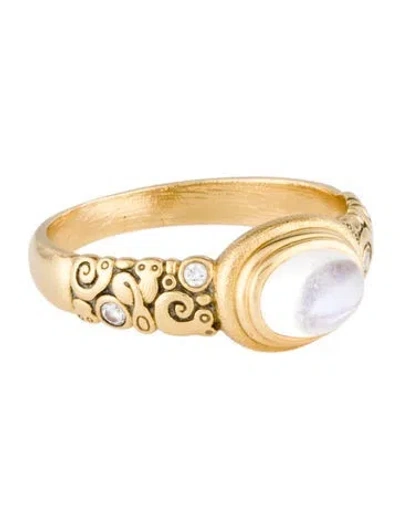 Pre-owned Alex Sepkus 18k Moonstone Labradorite & Diamond Cocktail Ring In Multi