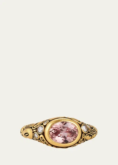 Alex Sepkus 18k Peach Sapphire Ring With Diamonds In Gold