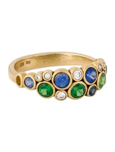 Pre-owned Alex Sepkus 18k Tsavorite, Sapphire & Diamond Ring In Multi