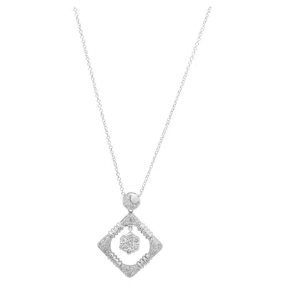 Pre-owned Alex Sepkus 18k White Gold Pave Diamond Swinging Cluster Open Square Pendant Necklace 16.0"
