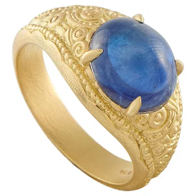Pre-owned Alex Sepkus 18k Yellow Gold 4.32ct Sapphire Ring As08-112525