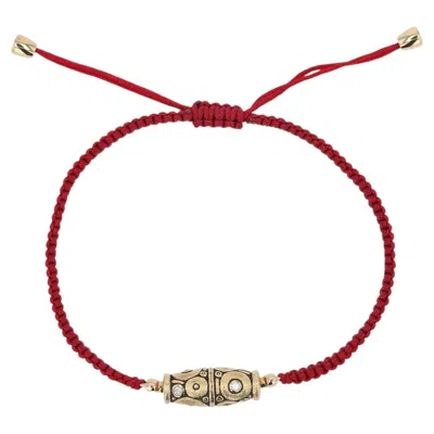 Pre-owned Alex Sepkus 18k Yellow Gold & Red Macrame Bracelet � Luxury Designer Gold Bracel