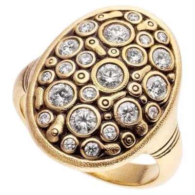 Pre-owned Alex Sepkus 18k Yellow Gold Constellation Dome Ring With Round Brilliant-cut