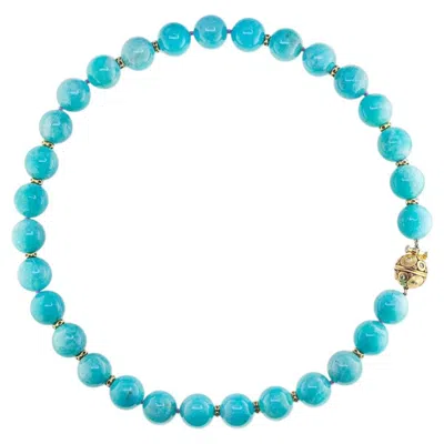 Pre-owned Alex Sepkus 18k Yellow Gold �lillies� Amazonite Beaded Necklace