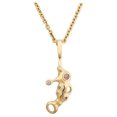 Pre-owned Alex Sepkus 18k Yellow Gold �seahorse� Diamond Pendant � Luxury Designer Jewelry