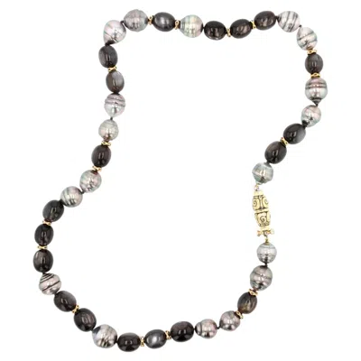Pre-owned Alex Sepkus 18k Yellow Gold Seashell Tahitian Pearl, Black Moonstone & Diamond