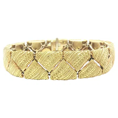 Pre-owned Alex Sepkus 18k Yellow Gold Textured Triangular Link Statement Bracelet