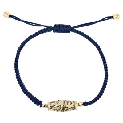 Pre-owned Alex Sepkus Blue Macrame & 18k Yellow Gold Bracelet � Luxury Designer Macrame
