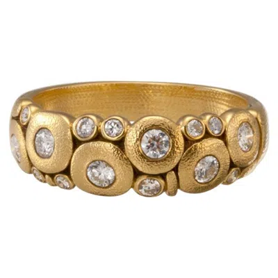 Pre-owned Alex Sepkus "candy" Dome Ring With Brilliant White Diamonds In 18 Karat Gold