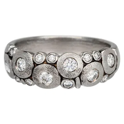 Pre-owned Alex Sepkus "candy" Dome Ring With Brilliant White Diamonds In Antiqued Platinum