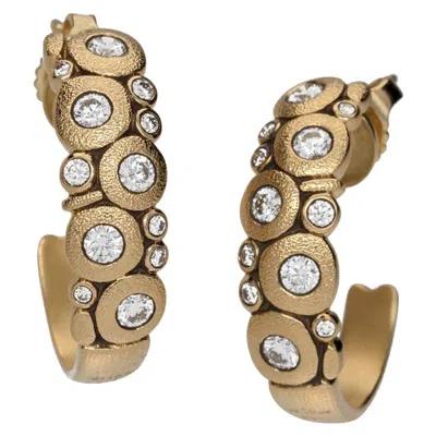 Pre-owned Alex Sepkus "candy" Large Hoop Earrings With Diamonds In 18 Karat Yellow Gold