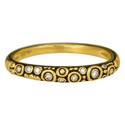 Pre-owned Alex Sepkus "circle Dome" Band Ring With White Diamonds In 18 Karat Yellow Gold