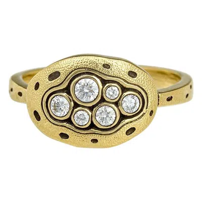 Pre-owned Alex Sepkus "little Pool" Dome Ring With Diamonds In 18 Karat Yellow Gold