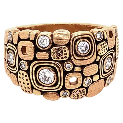 Pre-owned Alex Sepkus "little Windows" Dome Ring With White Diamonds In 18 Karat Gold