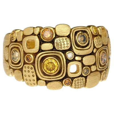 Pre-owned Alex Sepkus "little Windows" Dome Ring With Yellow Diamonds In 18 Karat Gold