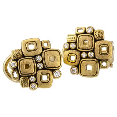 Pre-owned Alex Sepkus "little Windows" Stud Earrings With Diamonds In 18 Karat Yellow Gold