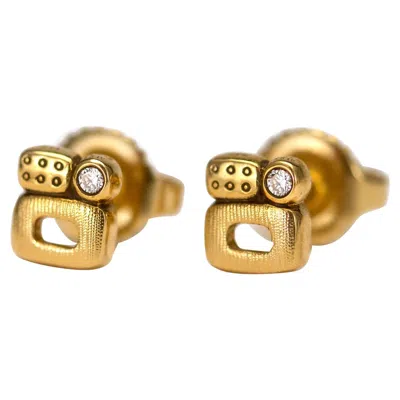Pre-owned Alex Sepkus "little Windows" Stud Earrings With Diamonds In 18 Karat Yellow Gold
