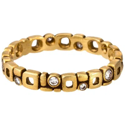 Pre-owned Alex Sepkus "micro Windows" Band Ring With White Diamonds In 18 Karat Gold