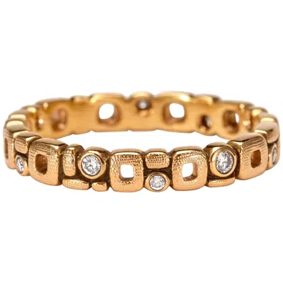 Pre-owned Alex Sepkus "micro Windows" Band Ring With White Diamonds In 18 Karat Rose Gold