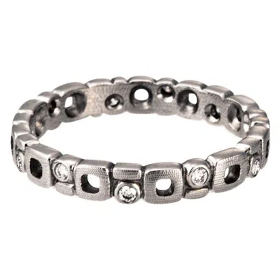Pre-owned Alex Sepkus "micro Windows" Band Ring With White Diamonds In Platinum