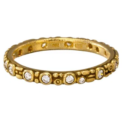 Pre-owned Alex Sepkus "mini 62" Band Ring With White Diamonds In 18 Karat Yellow Gold