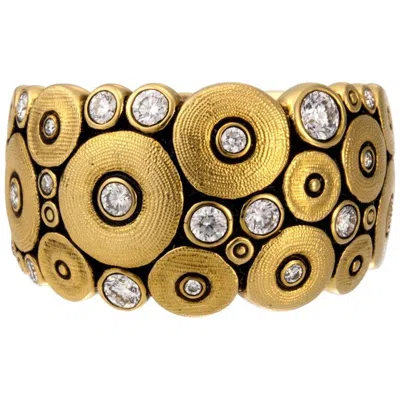 Pre-owned Alex Sepkus "ocean" Dome Ring With Brilliant White Diamonds In 18 Karat Gold
