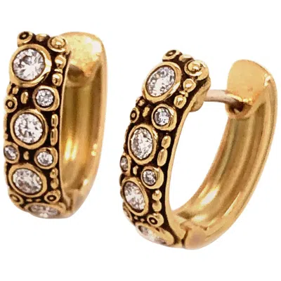 Pre-owned Alex Sepkus "oval Hoop" Earrings With White Diamonds In 18 Karat Yellow Gold