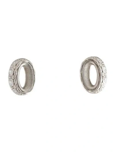 Pre-owned Alex Sepkus Platinum Diamond Open Oval Stud Earrings In Multicolor