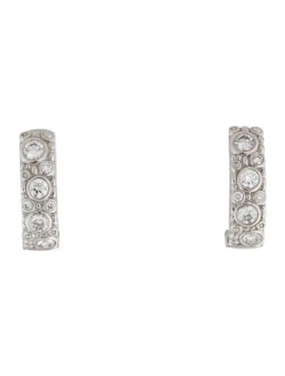 Pre-owned Alex Sepkus Platinum Diamond Oval Huggie Hoop Earrings In Multicolor
