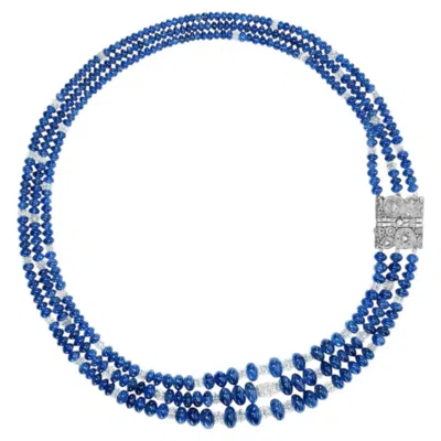 Pre-owned Alex Sepkus Platinum �lillies� Multi-strand Sapphire & Diamond Necklace � Luxury In Blue