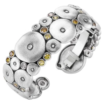 Pre-owned Alex Sepkus Platinum �orchard� Cuff Bracelet With Natural Color & White Diamonds