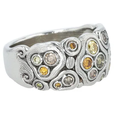 Pre-owned Alex Sepkus Platinum �swirling Water� Natural Color Diamond Dome Band In Multiple