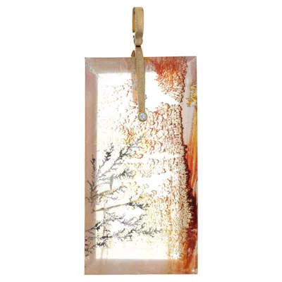 Pre-owned Alex Sepkus Sticks & Stones Dendritic Opal Pendant Diamond 18k Gold Estate In Multi