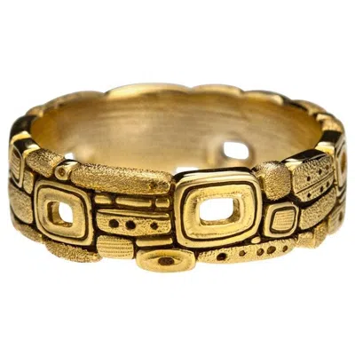 Pre-owned Alex Sepkus "stone Barn" Band Ring In 18 Karat Yellow Gold