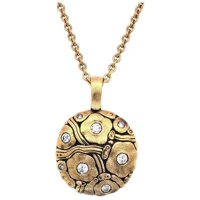 Pre-owned Alex Sepkus "summer Flowers" Pendant Necklace With White Diamonds In Gold