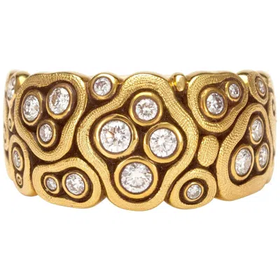 Pre-owned Alex Sepkus "swirling Water" Dome Ring With White Diamonds In 18 Karat Gold
