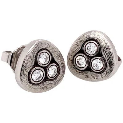 Pre-owned Alex Sepkus "swirling Water" Stud Earrings With Diamonds In Platinum In Multi